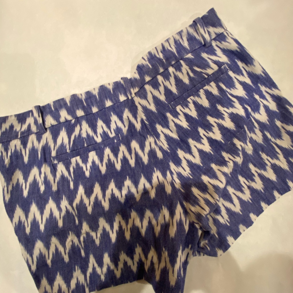 J.Crew blue and cream printed shorts, size 10